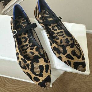 Rothy's Leopard Print Women's Flats with Blue Accents